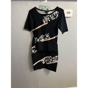 White House Black Market Black White Tan Women's Size XS & 0 Skirt Set